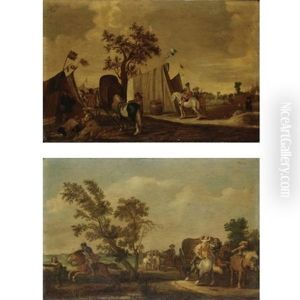 L'accampamento (+ La Rapina; Pair) by Jan de Martszen the Younger