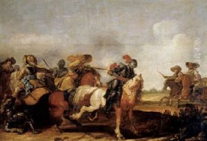A Cavalry Skirmish by Jan de Martszen the Younger