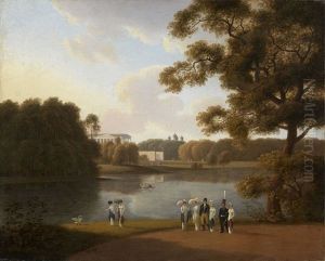 View On The Pond And The Cameron Gallery, Tsarskoe Selo by Andrei Yefimovich Martynov