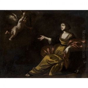 L'ange Apportant A Sainte Catherine Les Palmes Du Martyr by Giuseppe Marullo