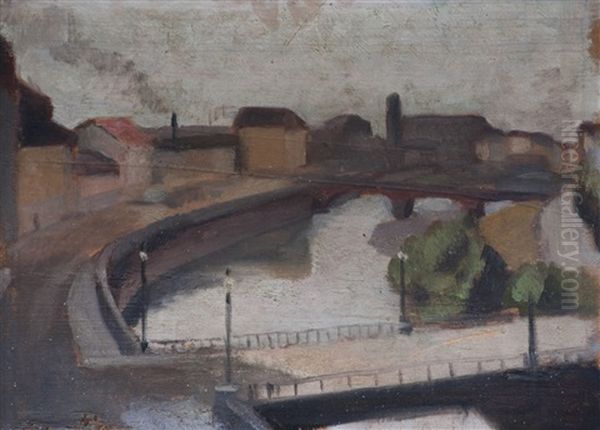 Scorcio Di Citta Con Ponte (+ Vaso Con Fiori, Verso) - view 1