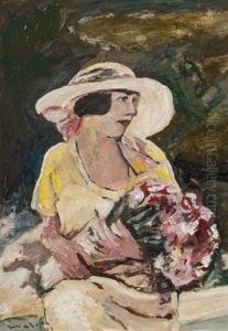 Bildnis Einer Dame Mit Blumenstrauss by Jacqueline Marval