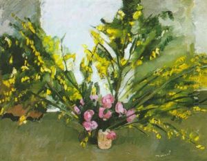 Grand Bouquet Aux Roses Et Mimosas by Jacqueline Marval