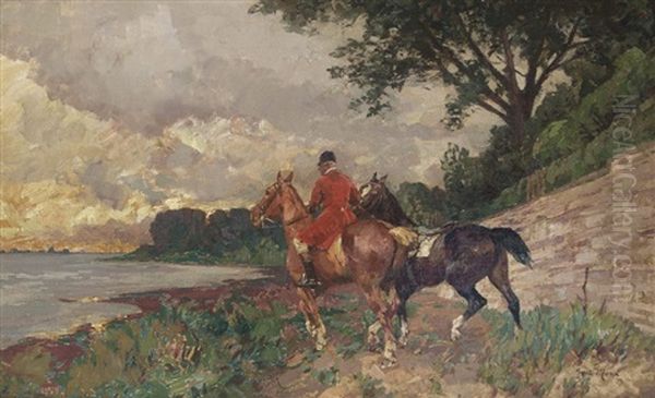 Rider At The Lake - view 1