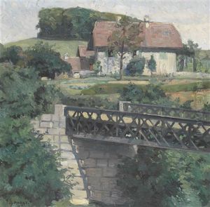 Sommerlicher Hof Mit Brucke
