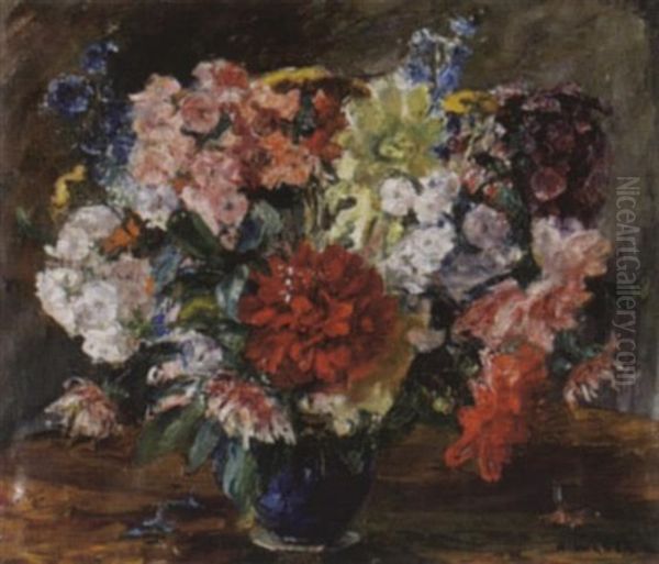 Sommerblumen In Blauer Vase - view 1
