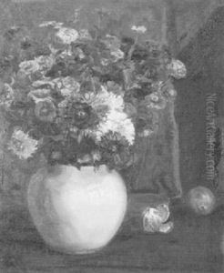 Stilleben Mit Buntem Sommerstrauss Und Fruchten by Alfred Marxer