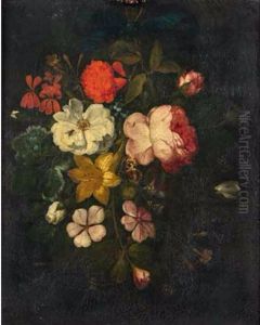 Bouquet De Fleurs Et Insectes by Johann Nepomuk Maryhofer