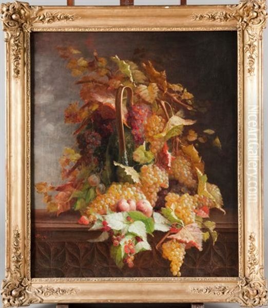 Nature Morte Aux Raisins Et Aux Peches Sur Entablement - view 1