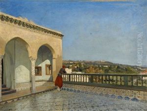 Auf Einer Terrasse In Den Hugeln An Der Algerischen Kuste by Tito Marzocchi de Belluci