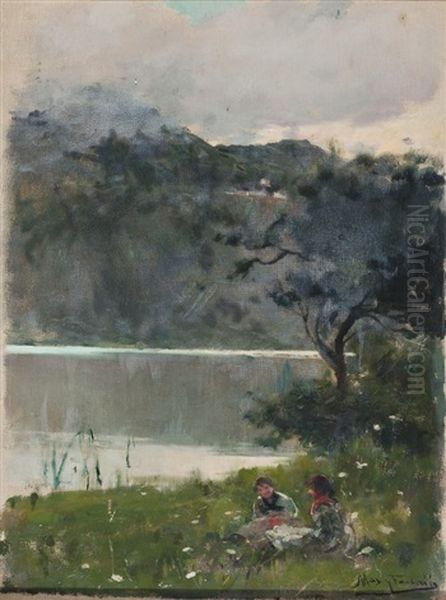 Ninas Junto A Un Lago - view 1