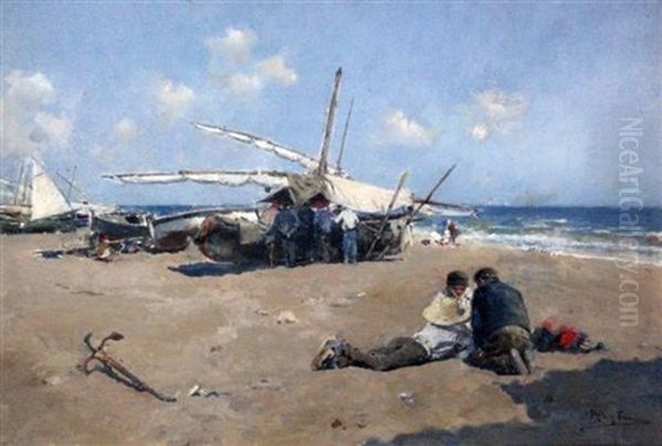 Fisherfolk On The Beach - view 1