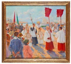 Procesion En La Playa by Arcadi Mas y Fondevila