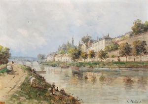Ansicht Von Perigueux Mit Dem Fluss L'isle Und Kirche Ansicht Von Perigueux Mit Dem Fluss L'isle Und Kirche