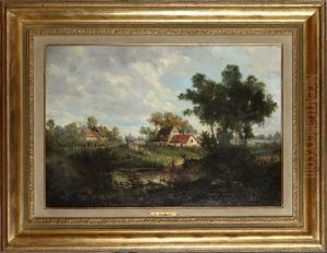 Paysage Campagnard Anime by Gustave Mascart