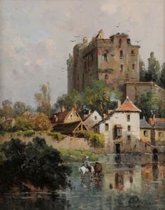 Chevaux Aux Abords Du Chateau De Clisson