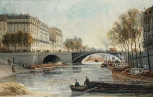 La Seine, Port Des Celestins, A La Tombee Du Jour by Gustave Mascart
