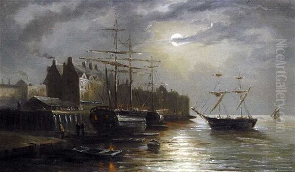 Trois-mats Dans Le Port (dunkerque?) - view 1