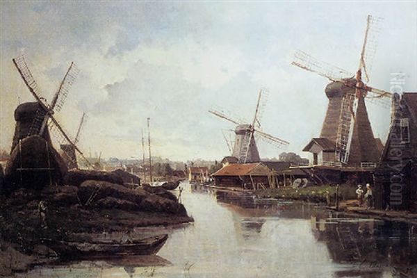 Moulins Sur Les Canaux En Hollande - view 1