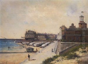 Promenade Au Bord De La Plage by Gustave Mascart