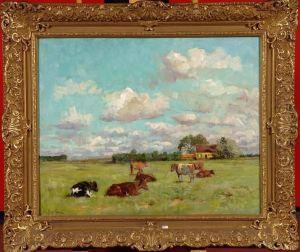 Vaches Au Pre by Georges, Geo Bernier