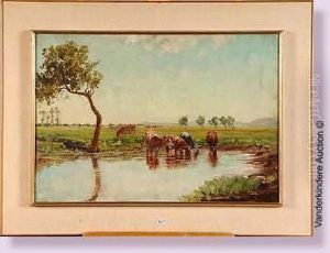Vaches Au Bord De L'eau by Georges, Geo Bernier