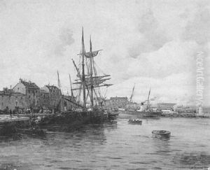 A Harbour Scene At Le Havre