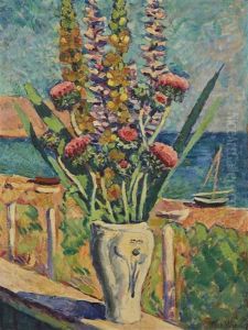 Flowers With The Sea Beyond