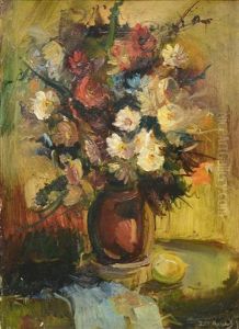 Still Life With Flower In A Red Vase