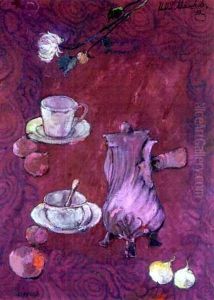 Kaffeetafel, Tischtuch Mit Bortenstickerei by Ilya Ivanovich Mashkov