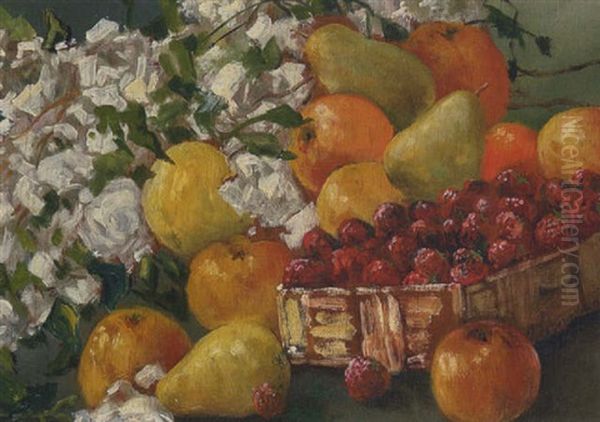 Stillleben Mit Fruchten Und Weisen Rosen - view 1