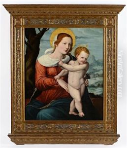 Vierge A L'enfant Dans Un Paysage by Vicente Masip