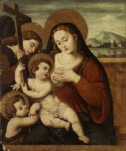 The Virgin And Child With The Infant Saint John The Baptist And An Adoring Angel by Vicente Masip