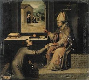 Saint Ignatius Of Antioch Giving A Disciple A Letter To Take To The Madonna