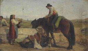 At The Well In The Roman Campagna by George Hemming Mason