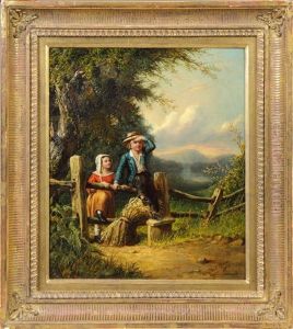 Children In Landscape by William Sanford Mason