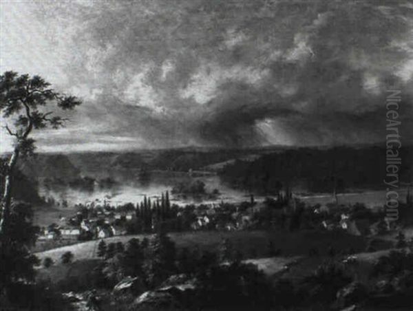 An Artist Painting A View Of The Susquehanna River,         Pennsylvania - view 1