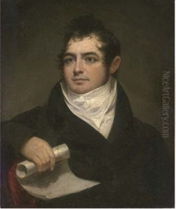 Portrait Of A Gentleman In A Black Coat Holding A Scroll In His Right Hand