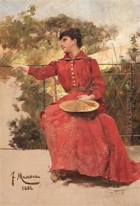 Joven Con Un Fondo De Paisaje by Francisco Masriera y Manovens