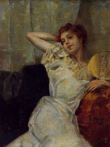 Jeune Elegante A L'eventail by Francisco Masriera y Manovens