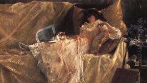 Ung Siddende Pige, Der Leger Med En Kattekilling