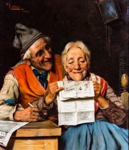 Elderly Couple Reading Paper by Pompeo Massani