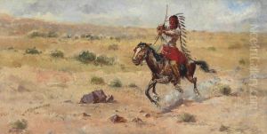 Indian Riding At Full Gallup by Oscar Edmund Berninghaus