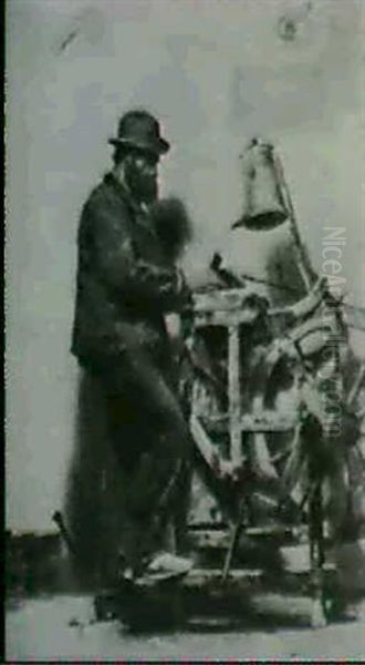 Depicting A Man Operating A Knife Sharpener - view 1