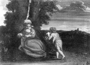 Madonna Mit Kind Und Dem Johannesknaben by Lucio Massari