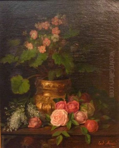 Bouquet De Fleurs Sur Entablement - view 1