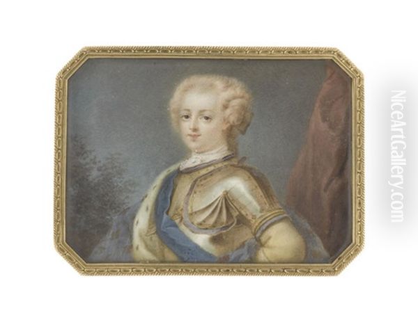 Louis Xv (1710-1774), King Of France And Navarre (1715-1774), Wearing Suit Of Armour With Blue Lining To His Collar And Gardbrace, White Stock And Lace Cravat - view 1
