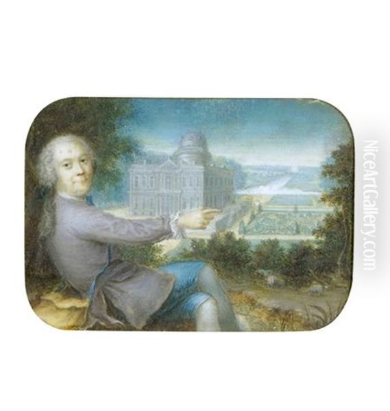 Portrait De Frederic De La Tour (?), Duc De Bouillon Presentant Le Chateau De Navarre A Evreux - view 1