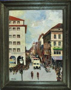 Fahrzeugparade Mit Zahlreichen Besuchern In Der Berliner Friedrichstrase by Ferdinand Freiherr Von Massenbach
