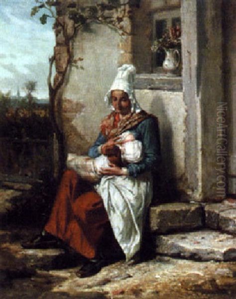 A Breton Maid With Her Child - view 1